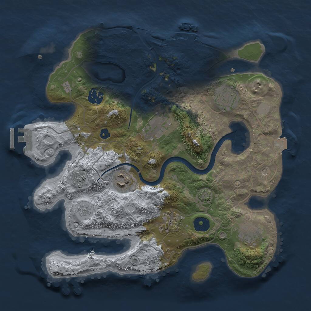 Rust Map: Procedural Map, Size: 3000, Seed: 3756, 13 Monuments