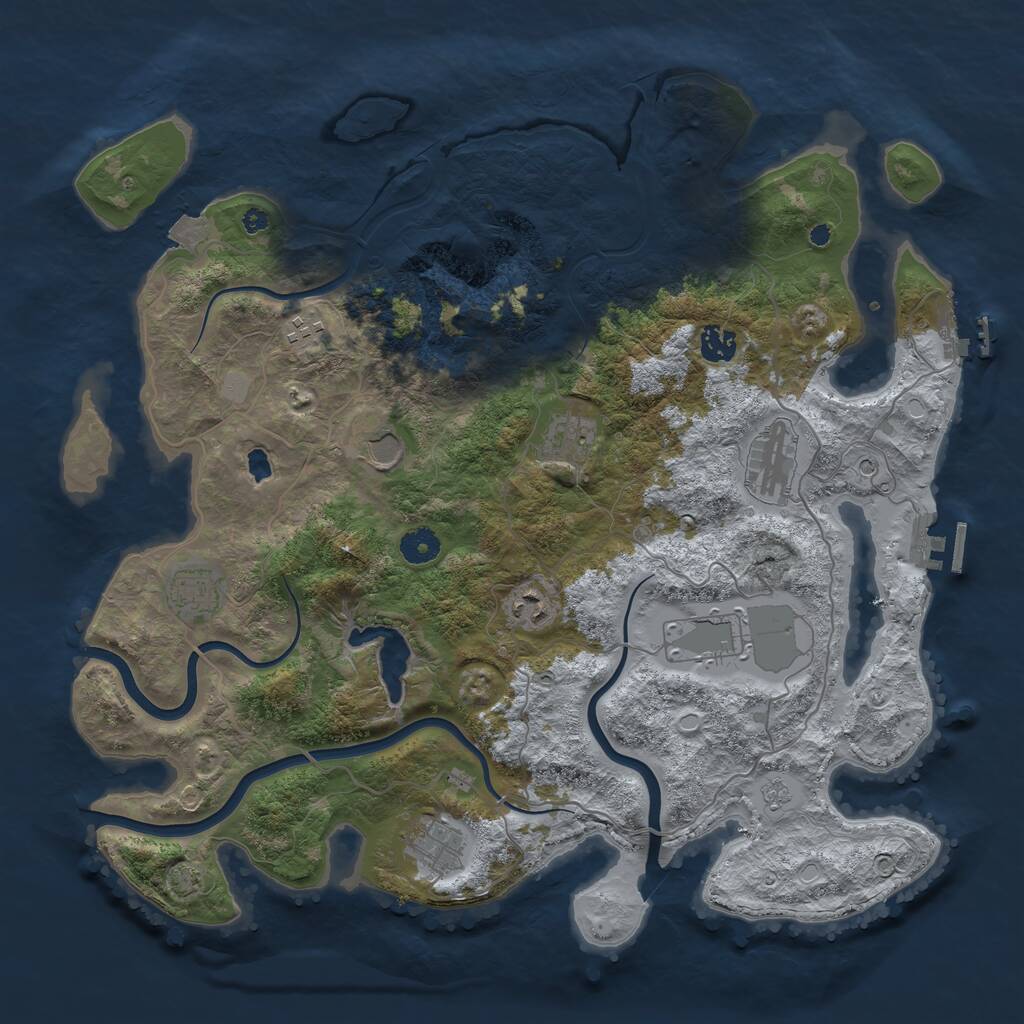 Rust Map: Procedural Map, Size: 4096, Seed: 596224334, 15 Monuments