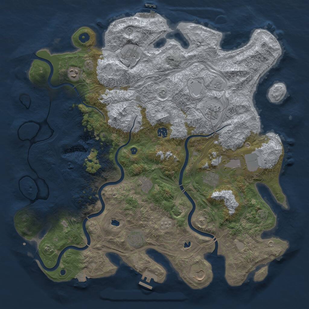 Rust Map: Procedural Map, Size: 4500, Seed: 1151023927, 16 Monuments