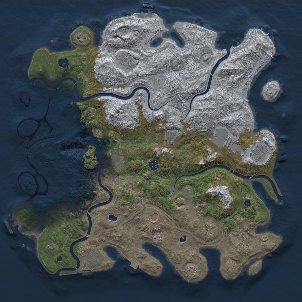 Rust Map: Procedural Map, Size: 4500, Seed: 1151023927, 17 Monuments