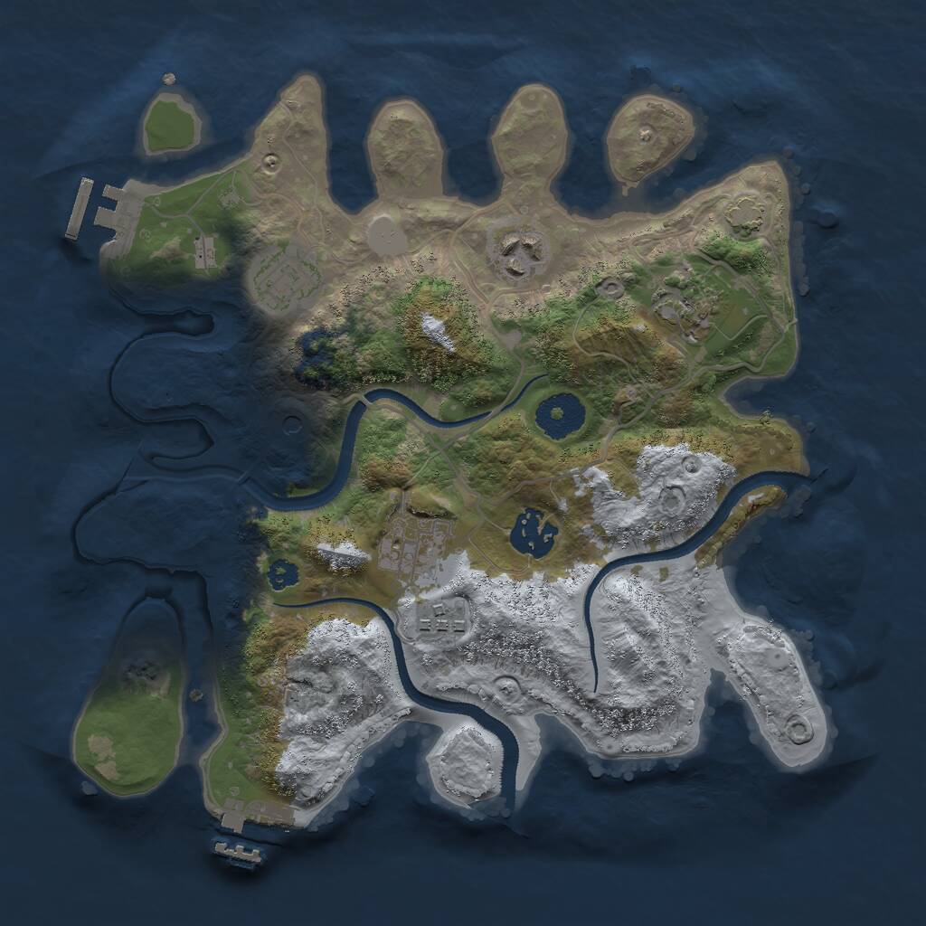 Rust Map: Procedural Map, Size: 3000, Seed: 1010435008, 11 Monuments