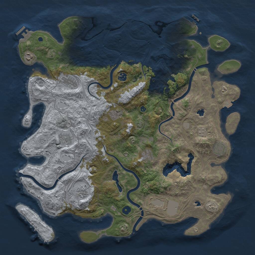 Rust Map: Procedural Map, Size: 4500, Seed: 827820907, 16 Monuments