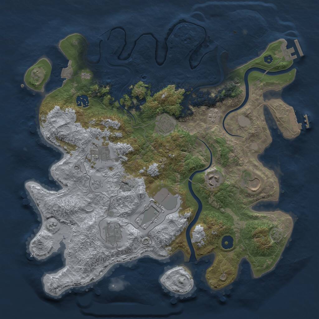 Rust Map: Procedural Map, Size: 3675, Seed: 45715, 14 Monuments
