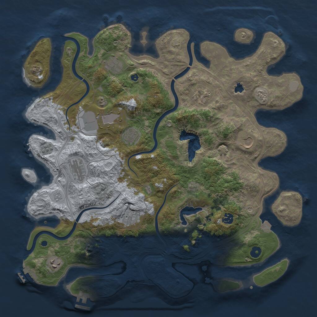 Rust Map: Procedural Map, Size: 4250, Seed: 1891673331, 16 Monuments