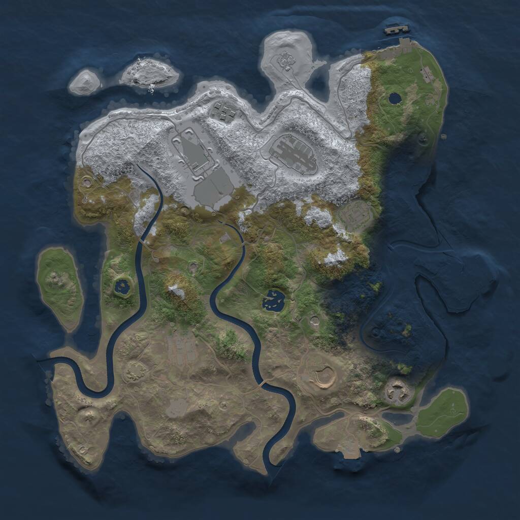 Rust Map: Procedural Map, Size: 3500, Seed: 1466022241, 14 Monuments