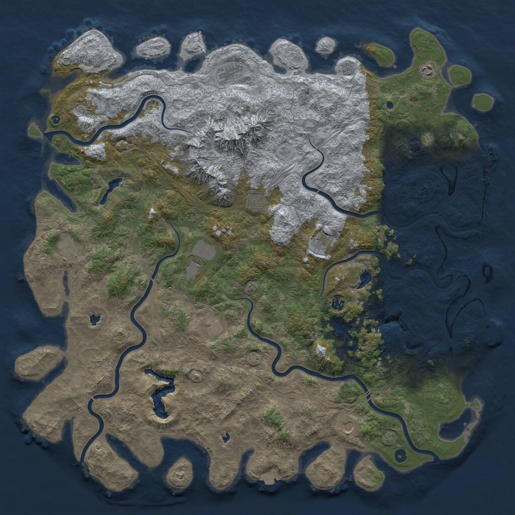 Rust Map: Procedural Map, Size: 6000, Seed: 1232132762, 17 Monuments