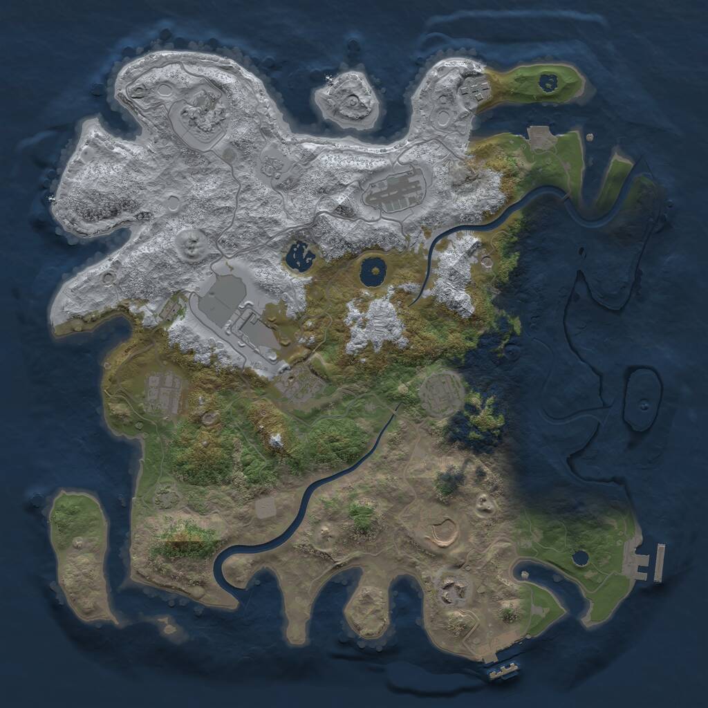 Rust Map: Procedural Map, Size: 3750, Seed: 1291642339, 16 Monuments