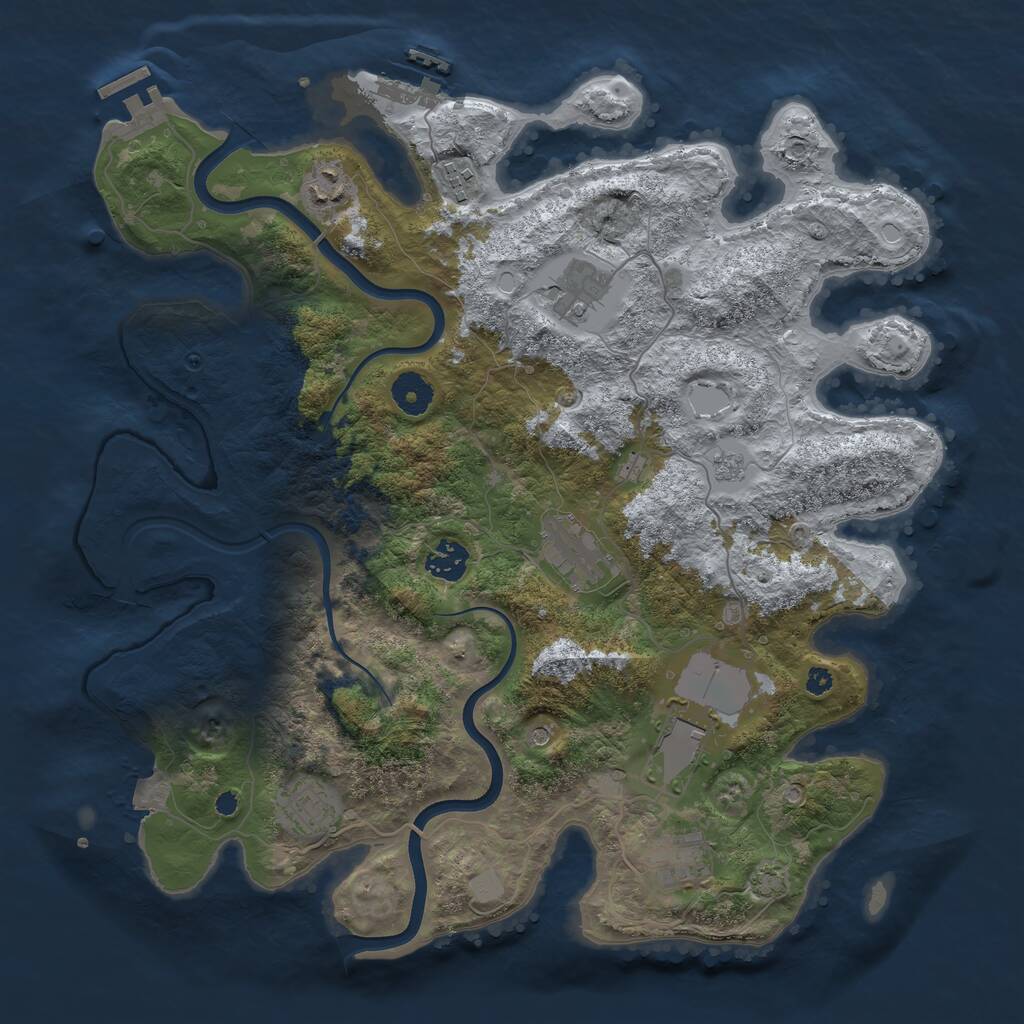Rust Map: Procedural Map, Size: 3750, Seed: 1398939549, 14 Monuments