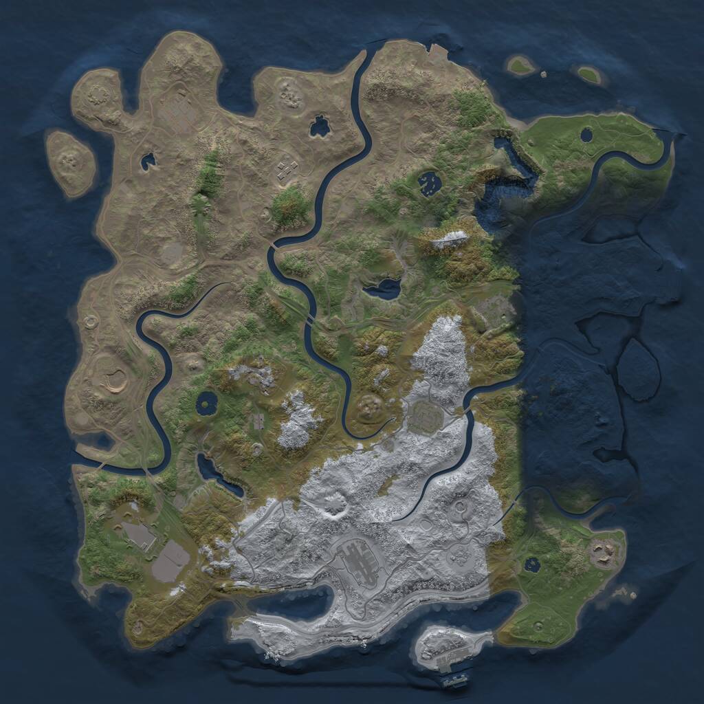 Rust Map: Procedural Map, Size: 4500, Seed: 416475475, 16 Monuments