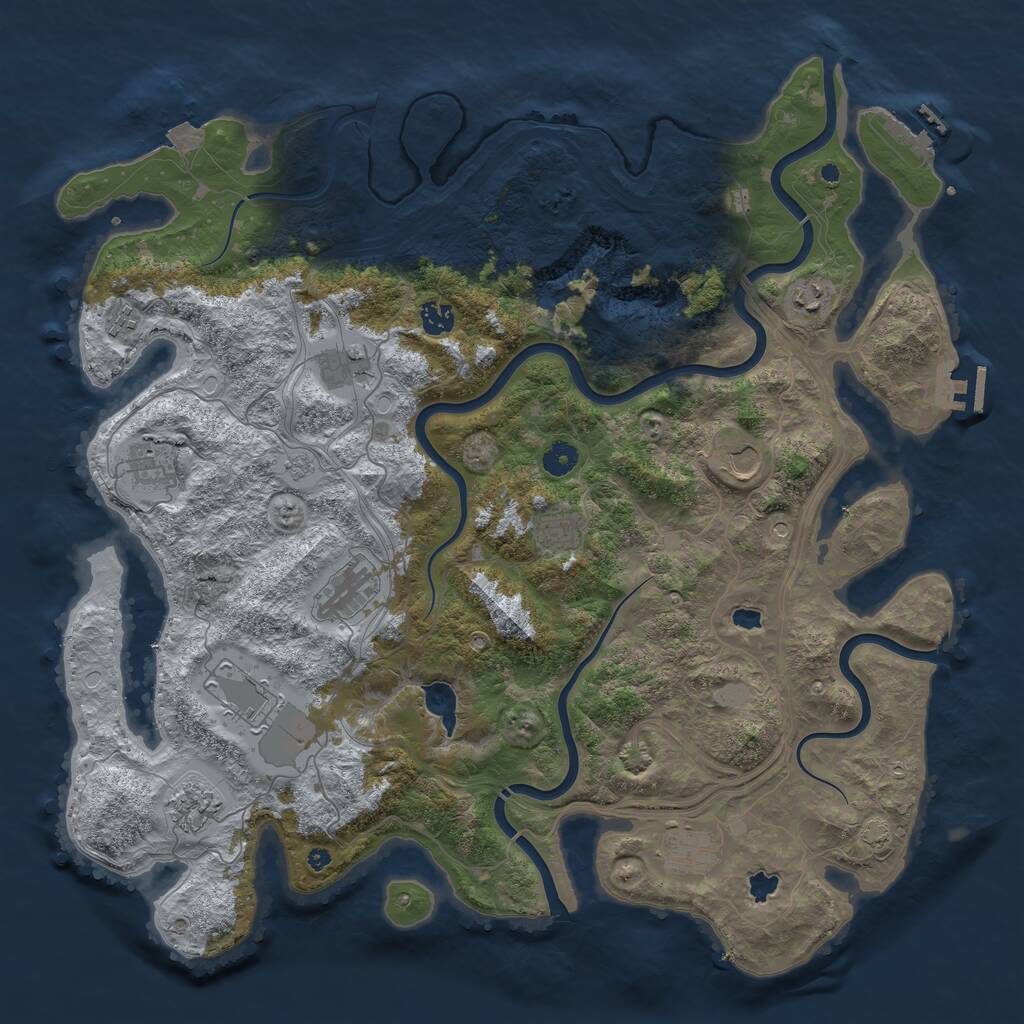 Rust Map: Procedural Map, Size: 4500, Seed: 1198262374, 17 Monuments