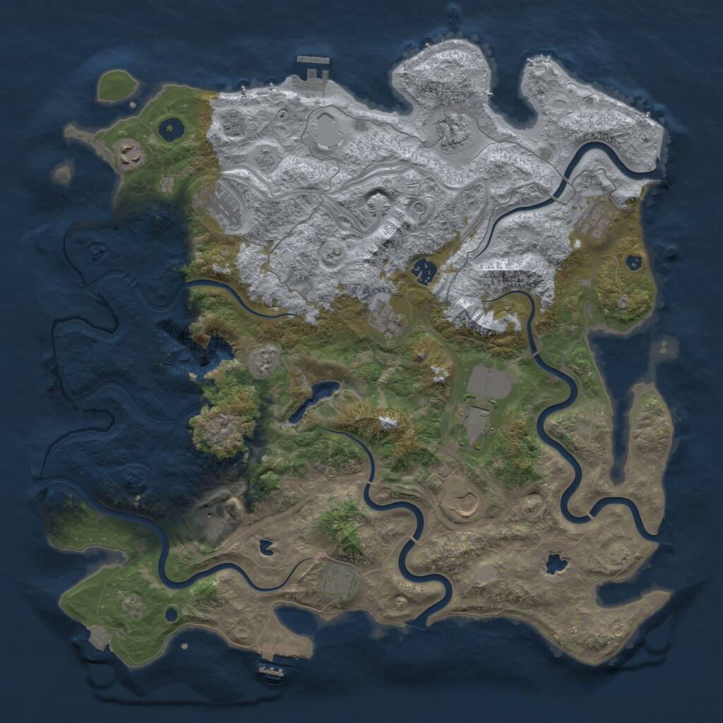 Rust Map: Procedural Map, Size: 4500, Seed: 524940188, 17 Monuments
