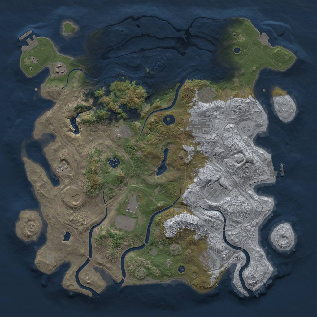 Rust Map: Procedural Map, Size: 4250, Seed: 297086591, 16 Monuments