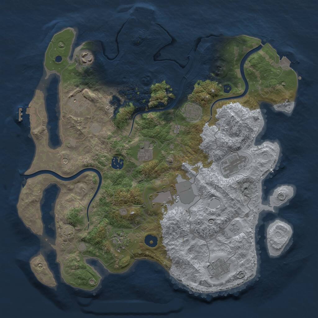 Rust Map: Procedural Map, Size: 3700, Seed: 483237973, 16 Monuments