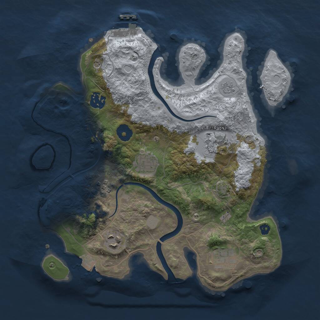 Rust Map: Procedural Map, Size: 3000, Seed: 2137407524, 11 Monuments