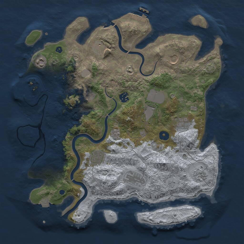 Rust Map: Procedural Map, Size: 3750, Seed: 182739655, 17 Monuments