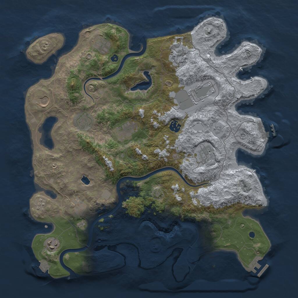 Rust Map: Procedural Map, Size: 4000, Seed: 1877328415, 17 Monuments