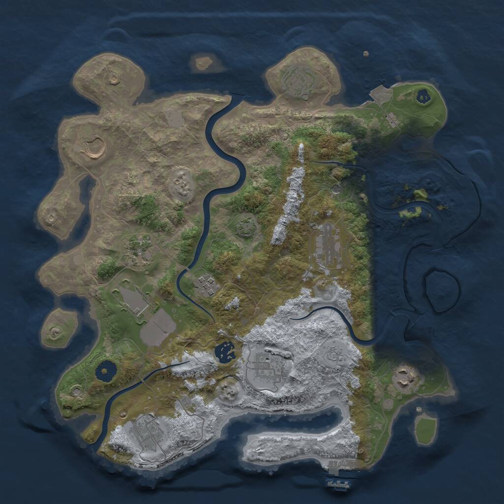 Rust Map: Procedural Map, Size: 3600, Seed: 19625, 15 Monuments