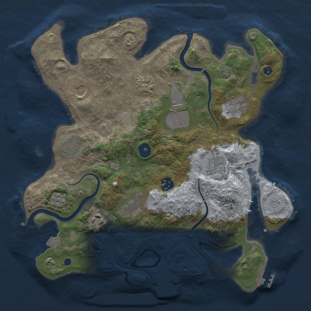 Rust Map: Procedural Map, Size: 3500, Seed: 636170983, 16 Monuments