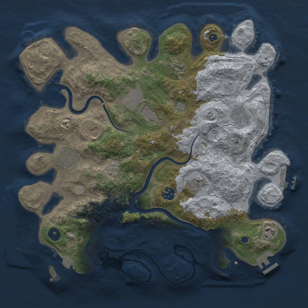 Rust Map: Procedural Map, Size: 3700, Seed: 1639517277, 15 Monuments