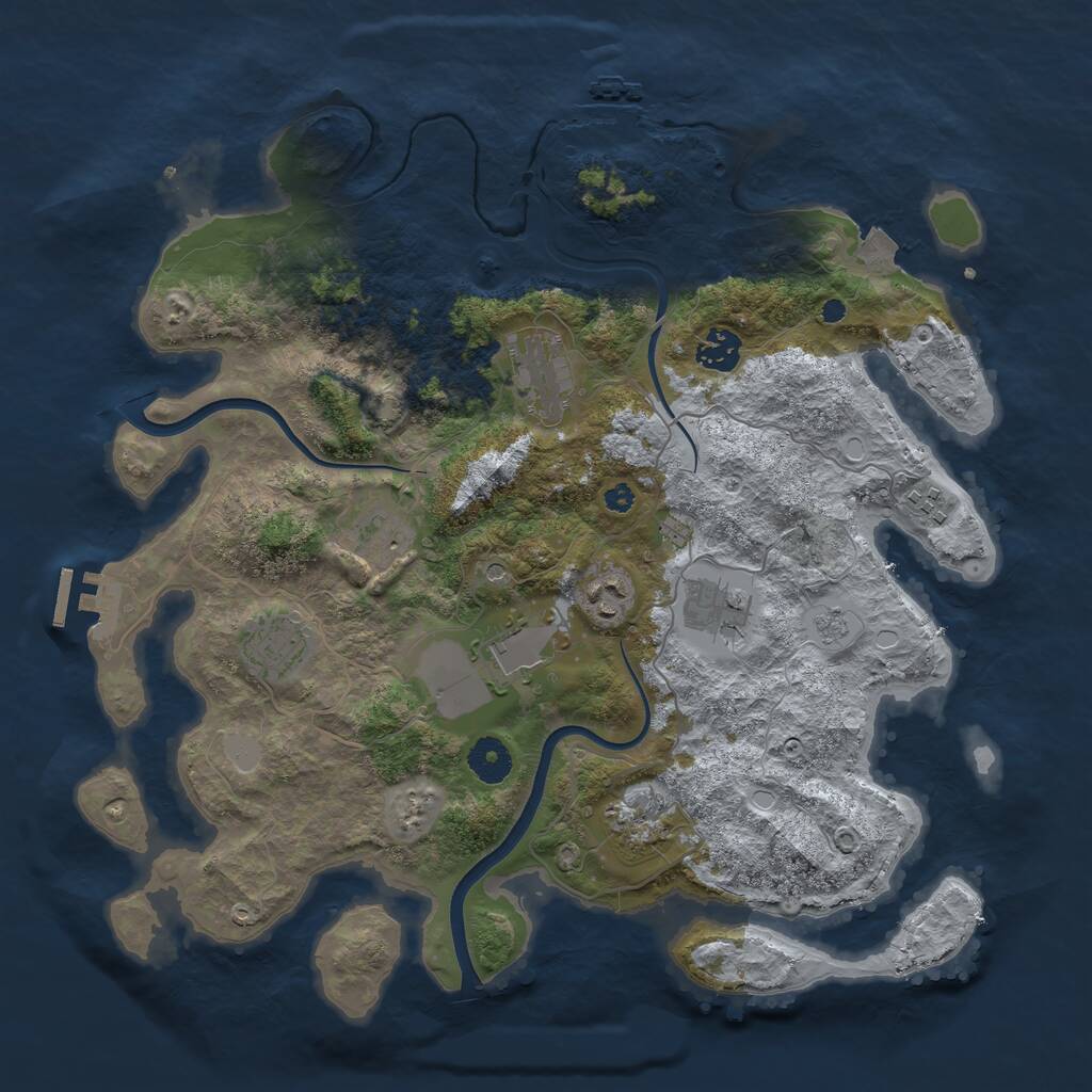 Rust Map: Procedural Map, Size: 3750, Seed: 673709020, 15 Monuments