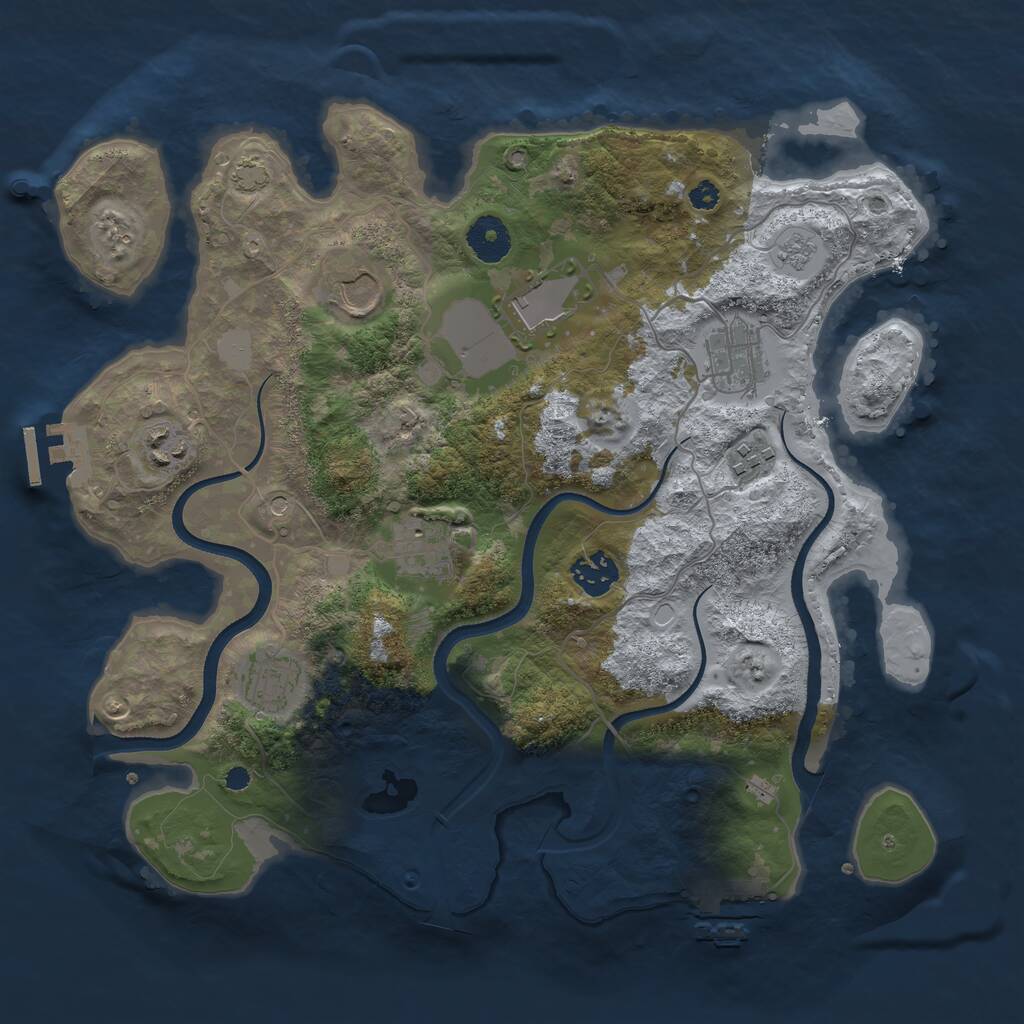 Rust Map: Procedural Map, Size: 3500, Seed: 1289424905, 14 Monuments