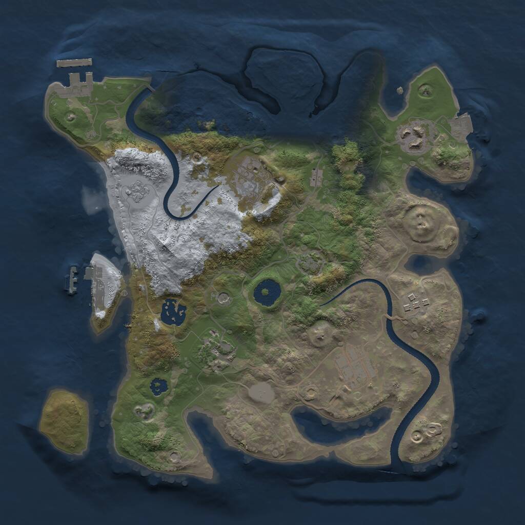 Rust Map: Procedural Map, Size: 3000, Seed: 535309574, 12 Monuments