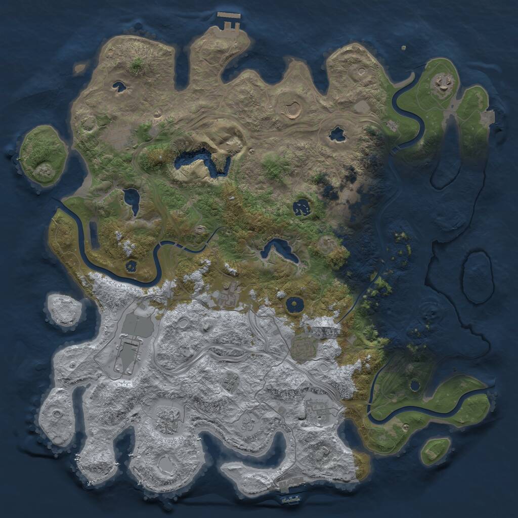 Rust Map: Procedural Map, Size: 4500, Seed: 2088269737, 17 Monuments