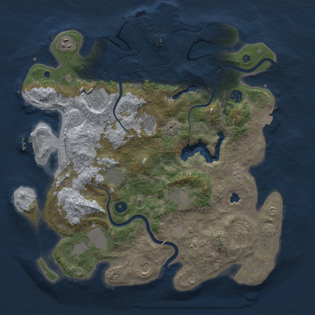 Rust Map: Procedural Map, Size: 4000, Seed: 1046842295, 16 Monuments
