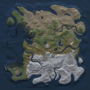 Thumbnail Rust Map: Procedural Map, Size: 4300, Seed: 355316, 16 Monuments