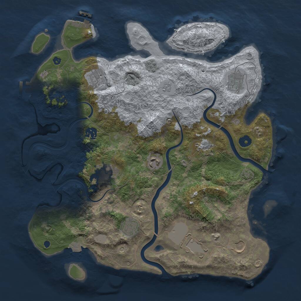 Rust Map: Procedural Map, Size: 3750, Seed: 111158, 16 Monuments