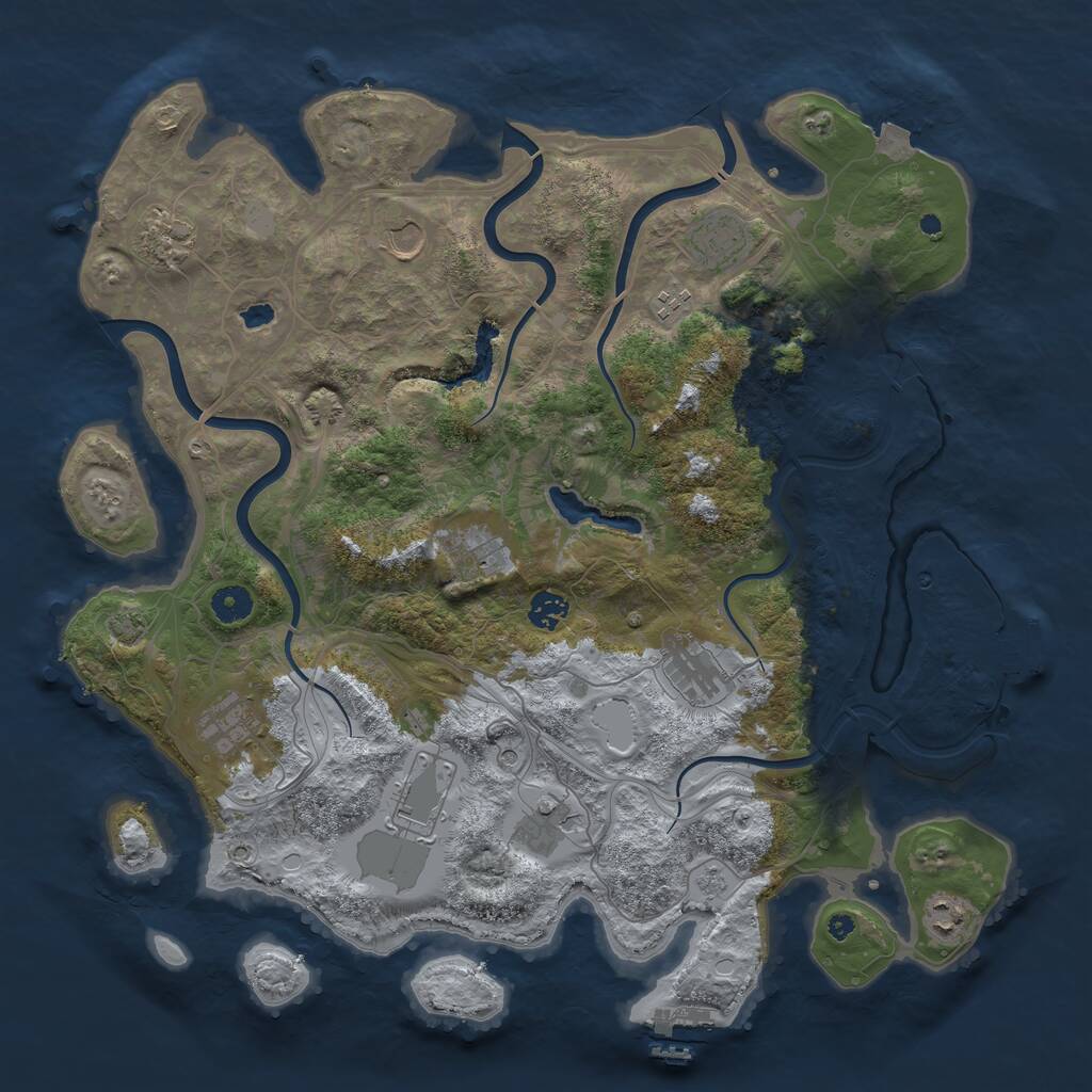 Rust Map: Procedural Map, Size: 4250, Seed: 1957281957, 17 Monuments
