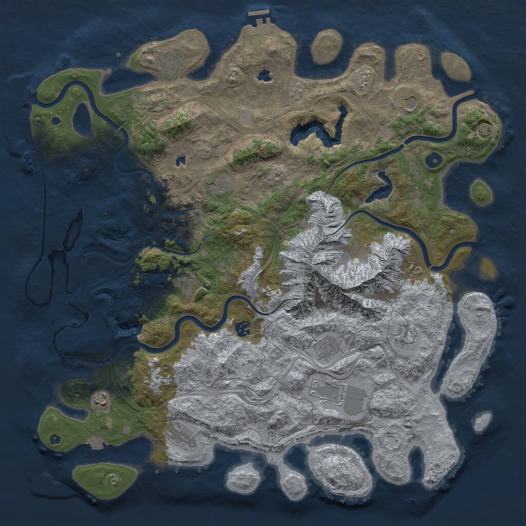 Rust Map: Procedural Map, Size: 5000, Seed: 1493931997, 17 Monuments