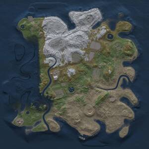 Thumbnail Rust Map: Procedural Map, Size: 3750, Seed: 640239, 16 Monuments