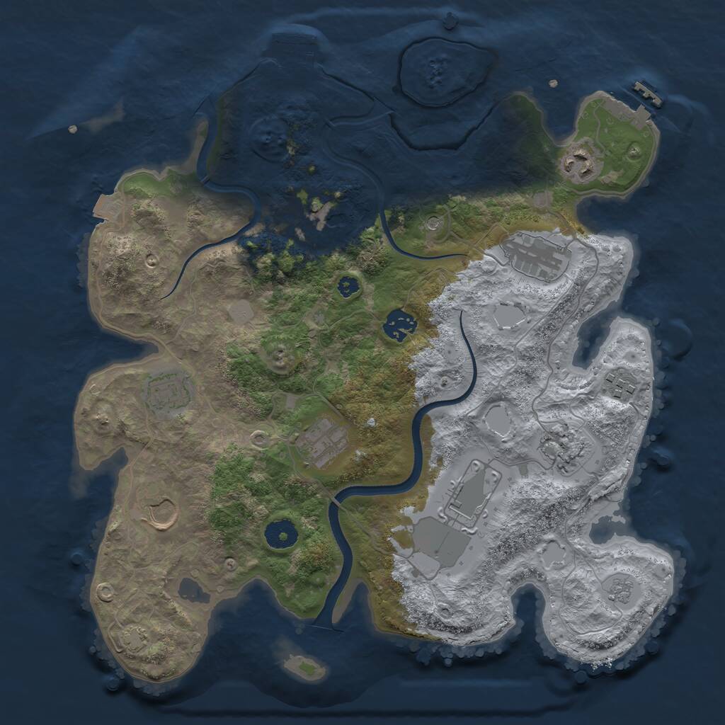 Rust Map: Procedural Map, Size: 3500, Seed: 1072518382, 16 Monuments
