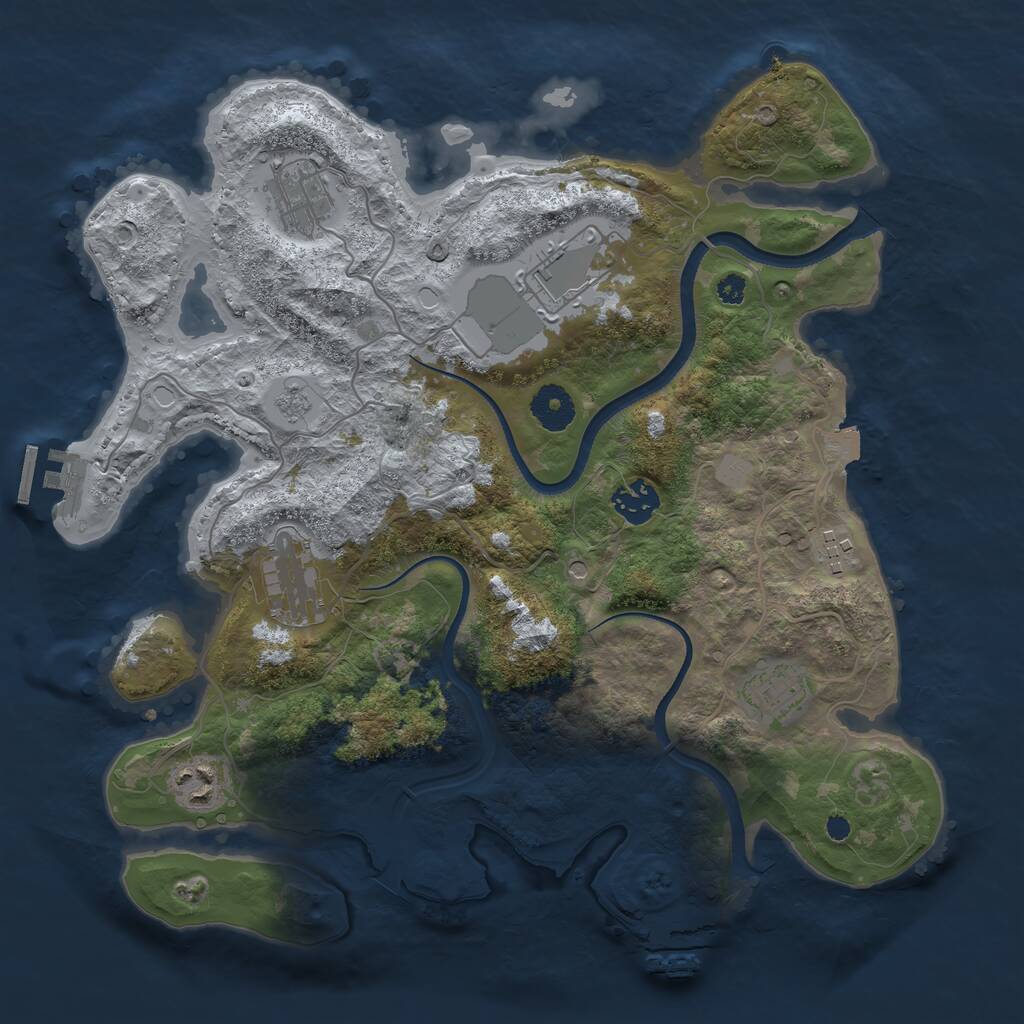 Rust Map: Procedural Map, Size: 3500, Seed: 1277915973, 13 Monuments