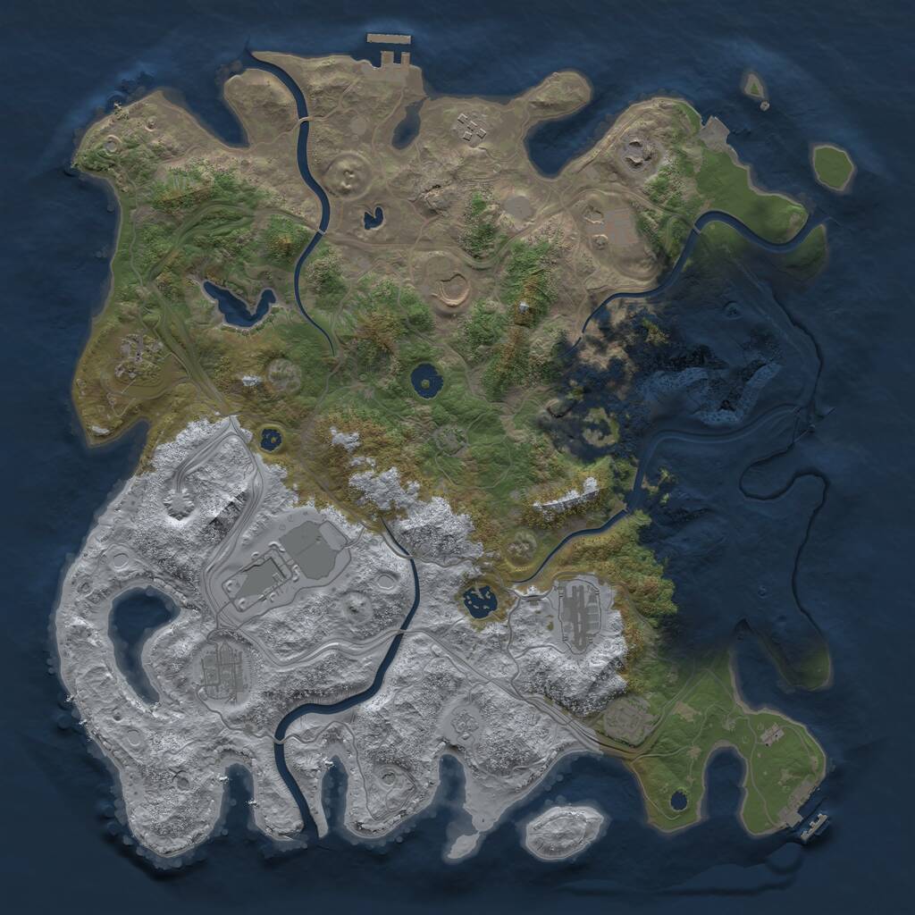 Rust Map: Procedural Map, Size: 4250, Seed: 229941743, 17 Monuments