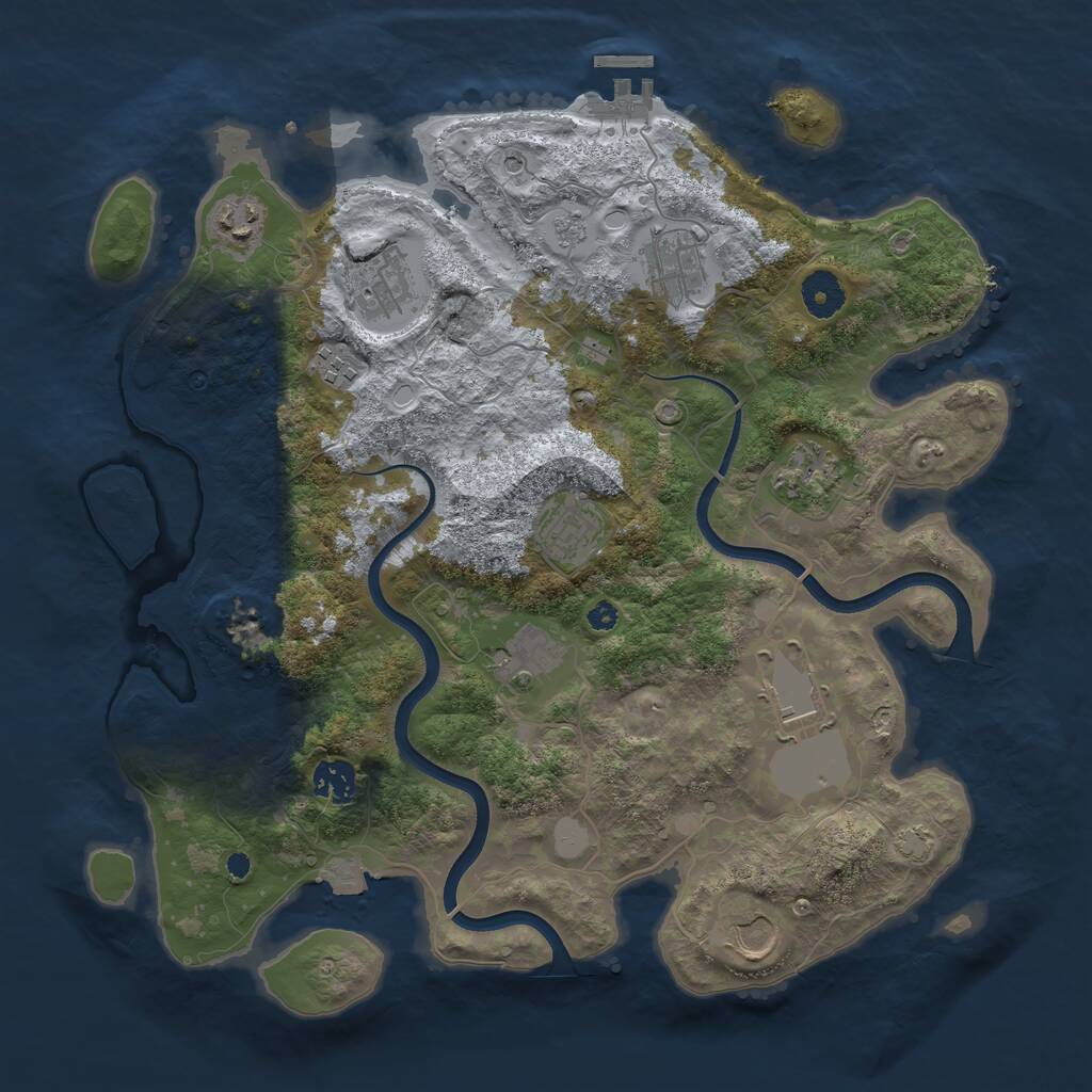 Rust Map: Procedural Map, Size: 3700, Seed: 518882827, 15 Monuments