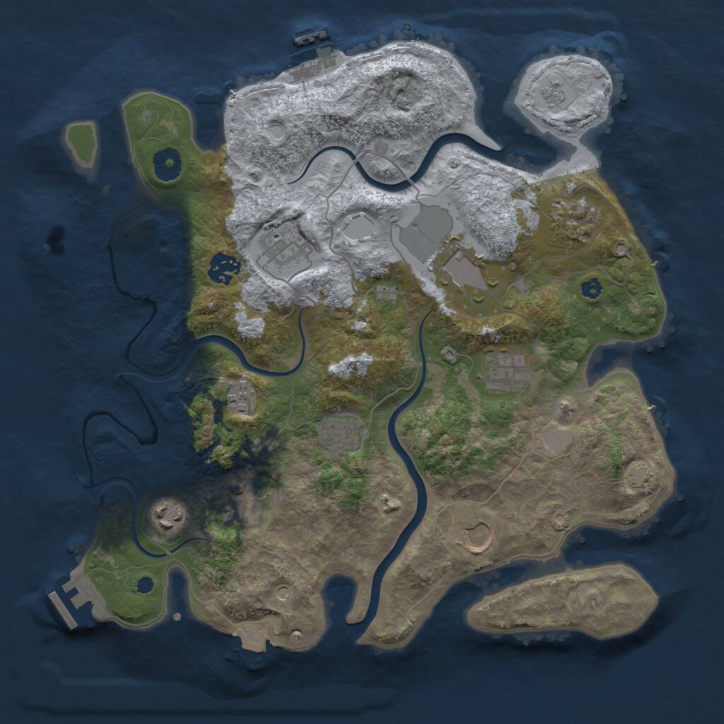 Rust Map: Procedural Map, Size: 3500, Seed: 650811741, 16 Monuments