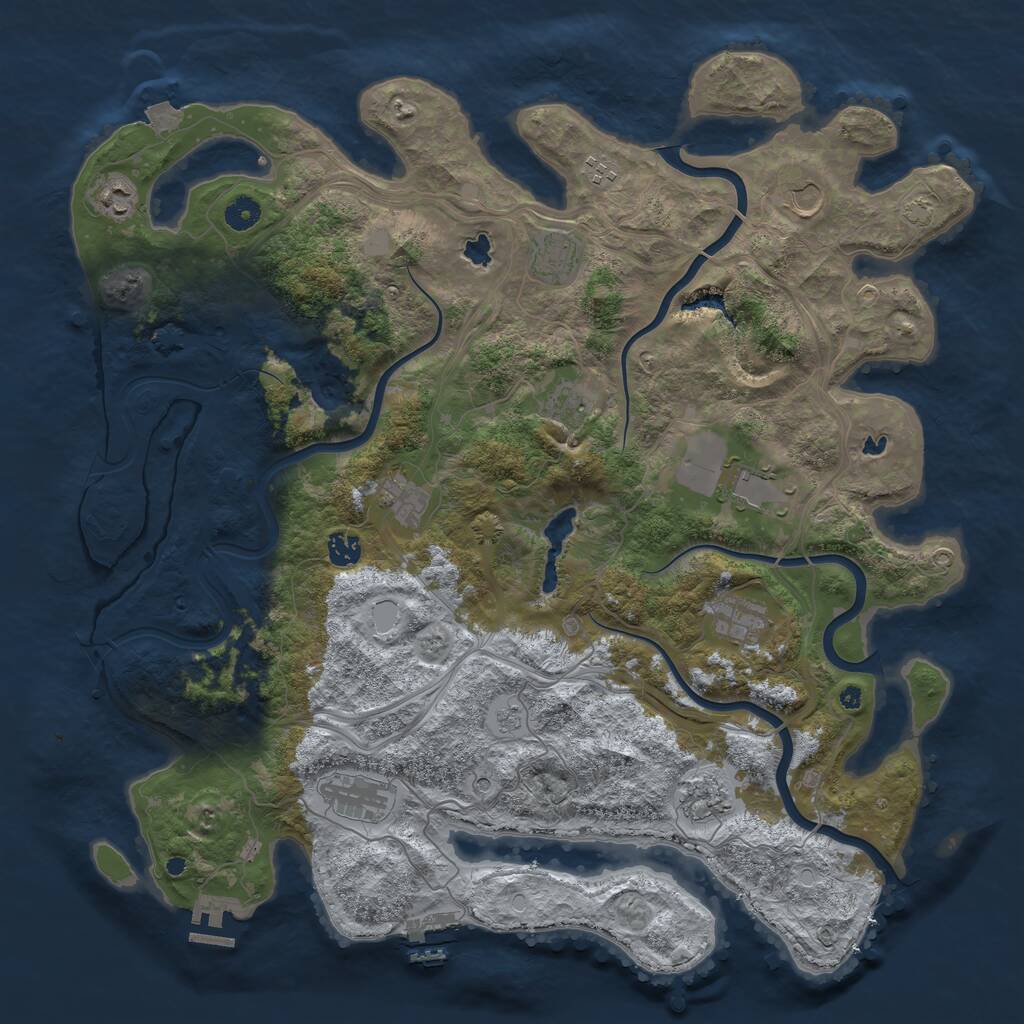 Rust Map: Procedural Map, Size: 4500, Seed: 52740276, 17 Monuments