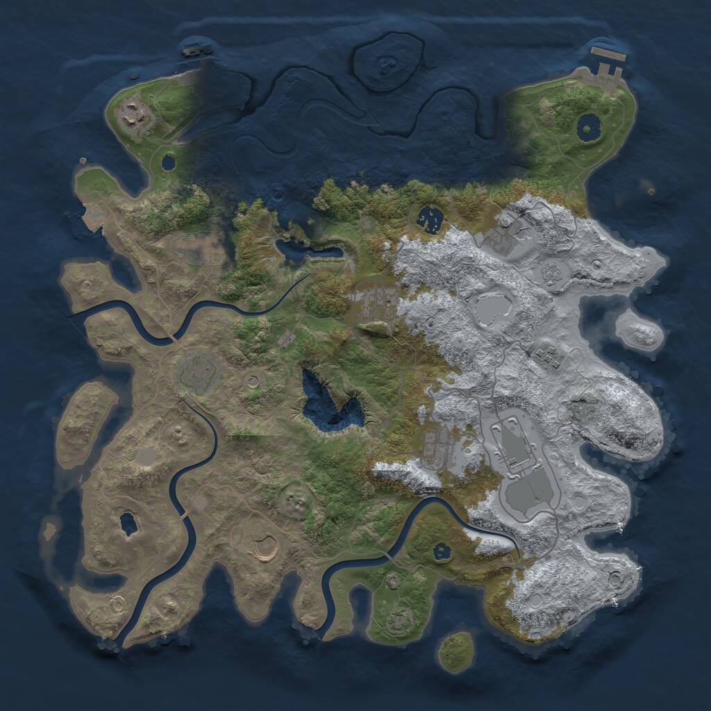 Rust Map: Procedural Map, Size: 4050, Seed: 1038948462, 16 Monuments