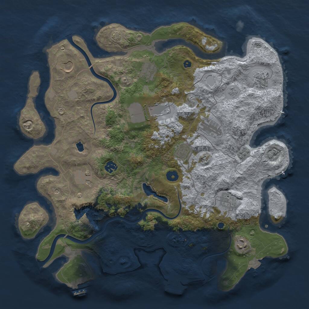 Rust Map: Procedural Map, Size: 4000, Seed: 2143910092, 17 Monuments