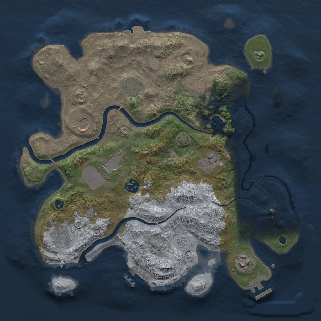 Rust Map: Procedural Map, Size: 3500, Seed: 2134711279, 15 Monuments