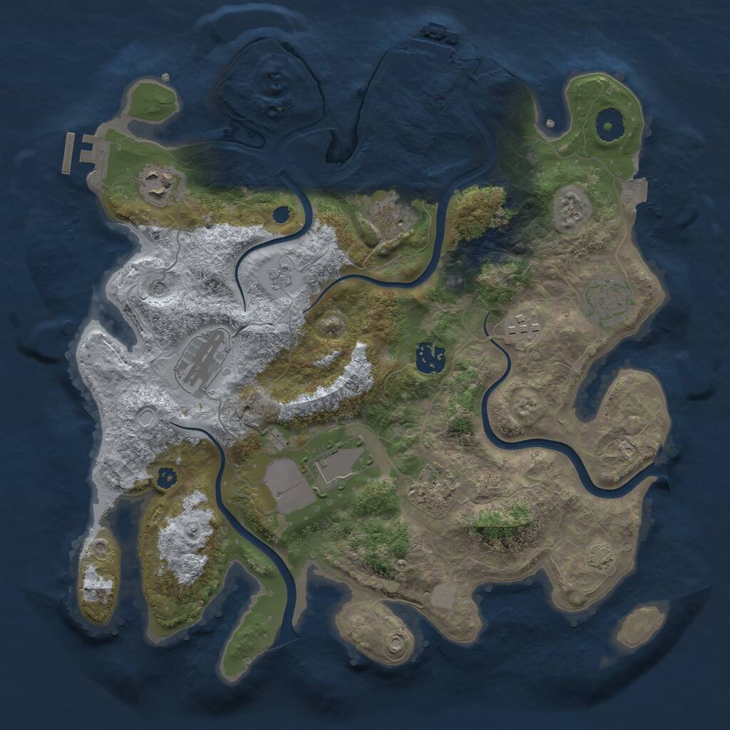 Rust Map: Procedural Map, Size: 3500, Seed: 1073924668, 14 Monuments