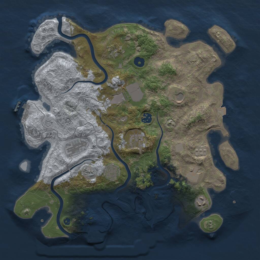 Rust Map: Procedural Map, Size: 3700, Seed: 913601213, 16 Monuments
