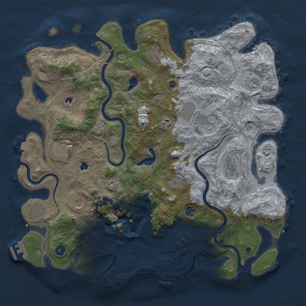 Rust Map: Procedural Map, Size: 4500, Seed: 33314242, 17 Monuments