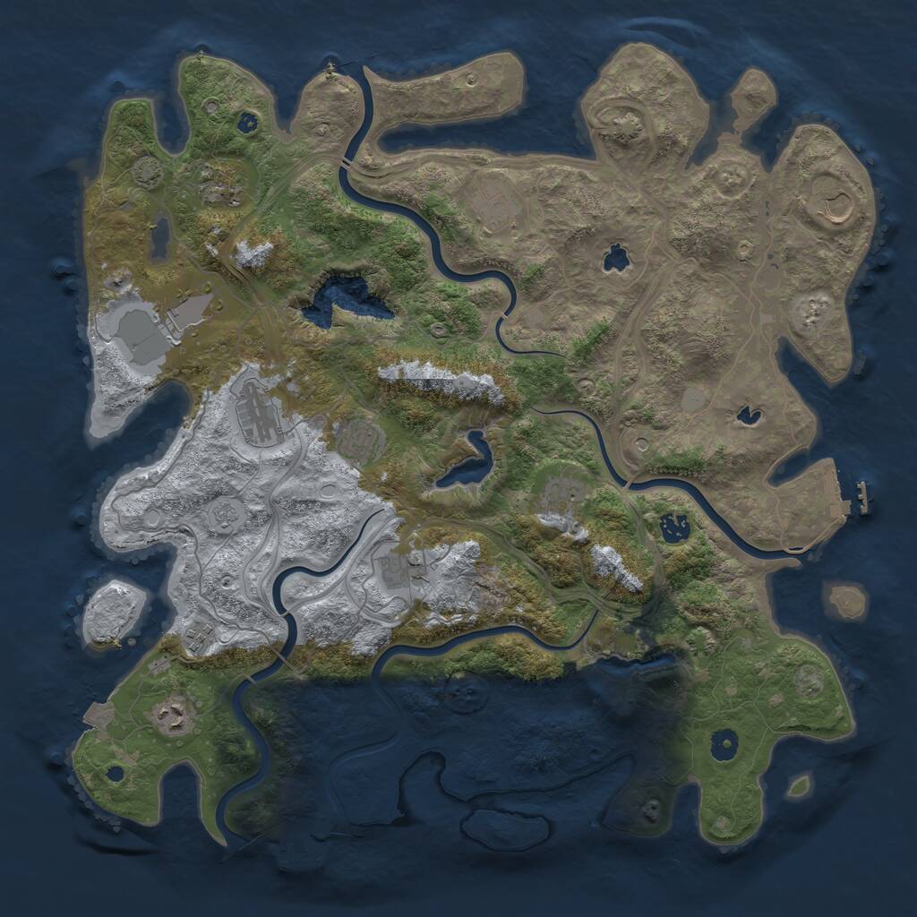 Rust Map: Procedural Map, Size: 4500, Seed: 1999215940, 17 Monuments