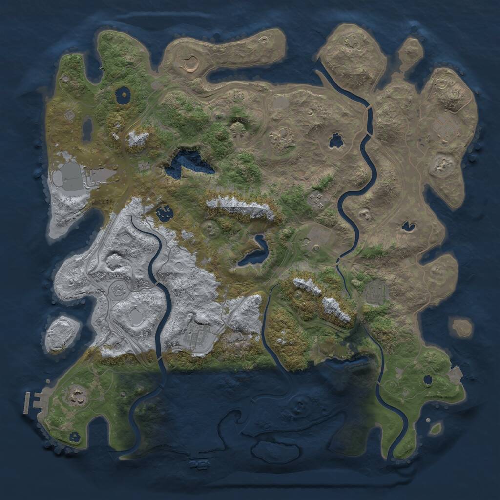 Rust Map: Procedural Map, Size: 4500, Seed: 1999215940, 16 Monuments
