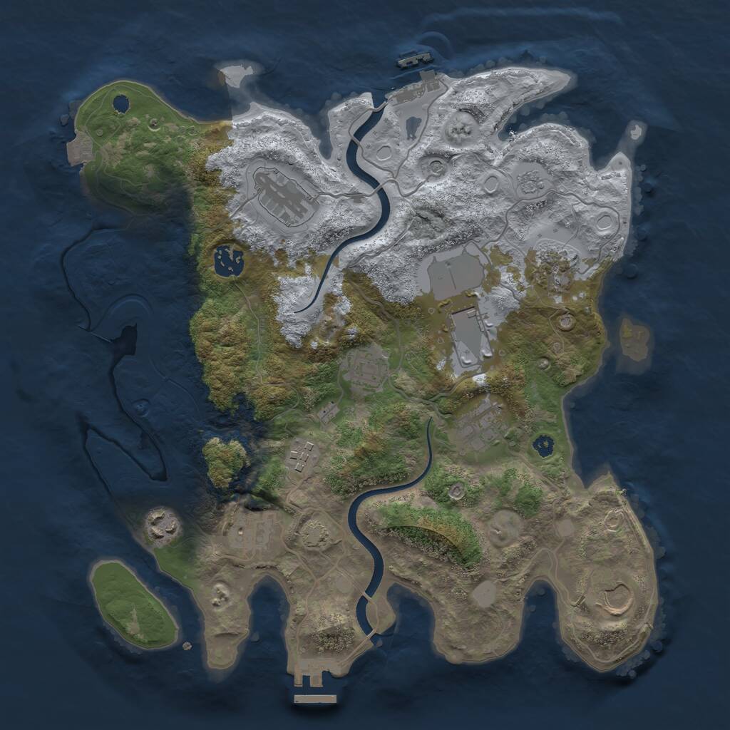 Rust Map: Procedural Map, Size: 3500, Seed: 1851301445, 16 Monuments