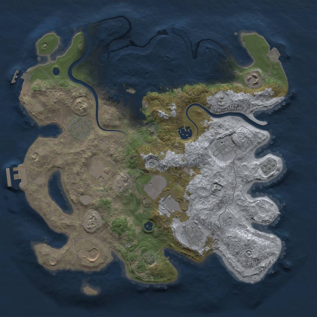 Rust Map: Procedural Map, Size: 3500, Seed: 843694820, 16 Monuments