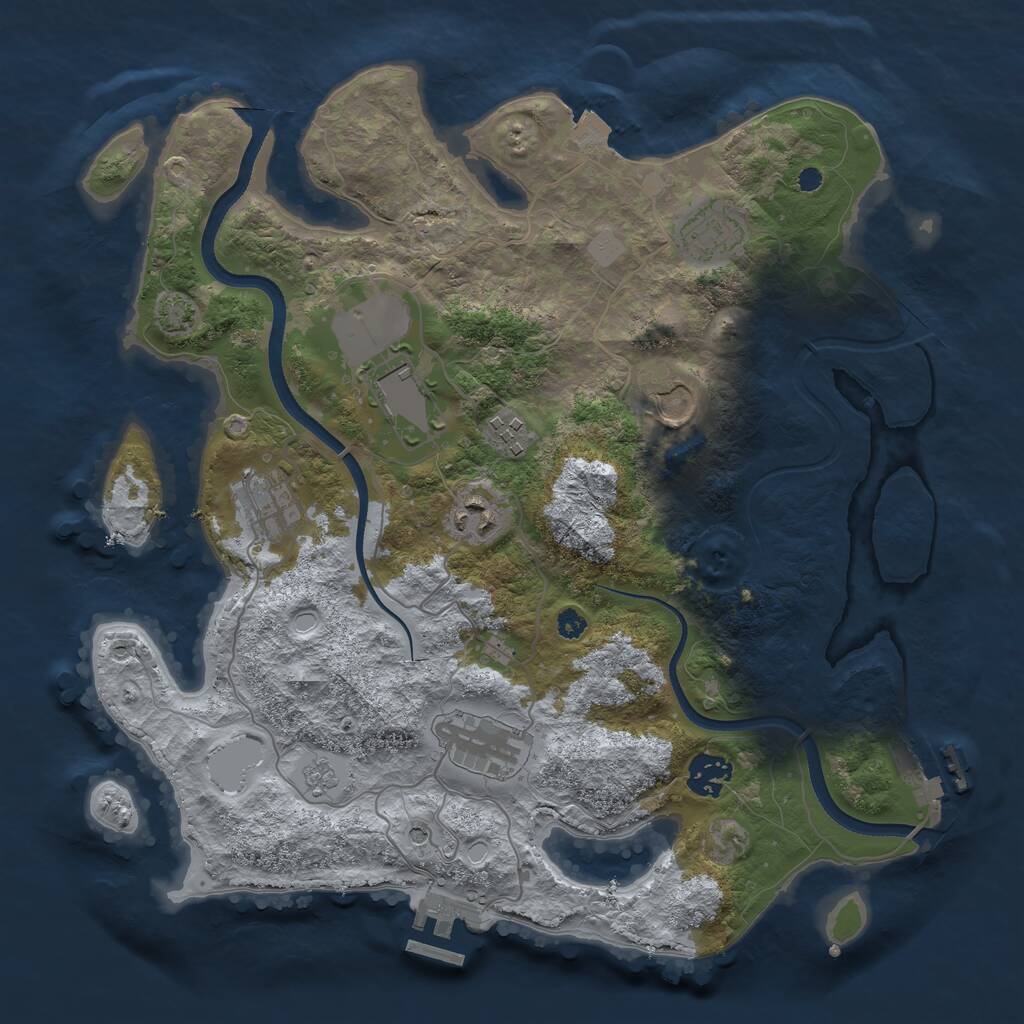Rust Map: Procedural Map, Size: 3500, Seed: 498068629, 14 Monuments